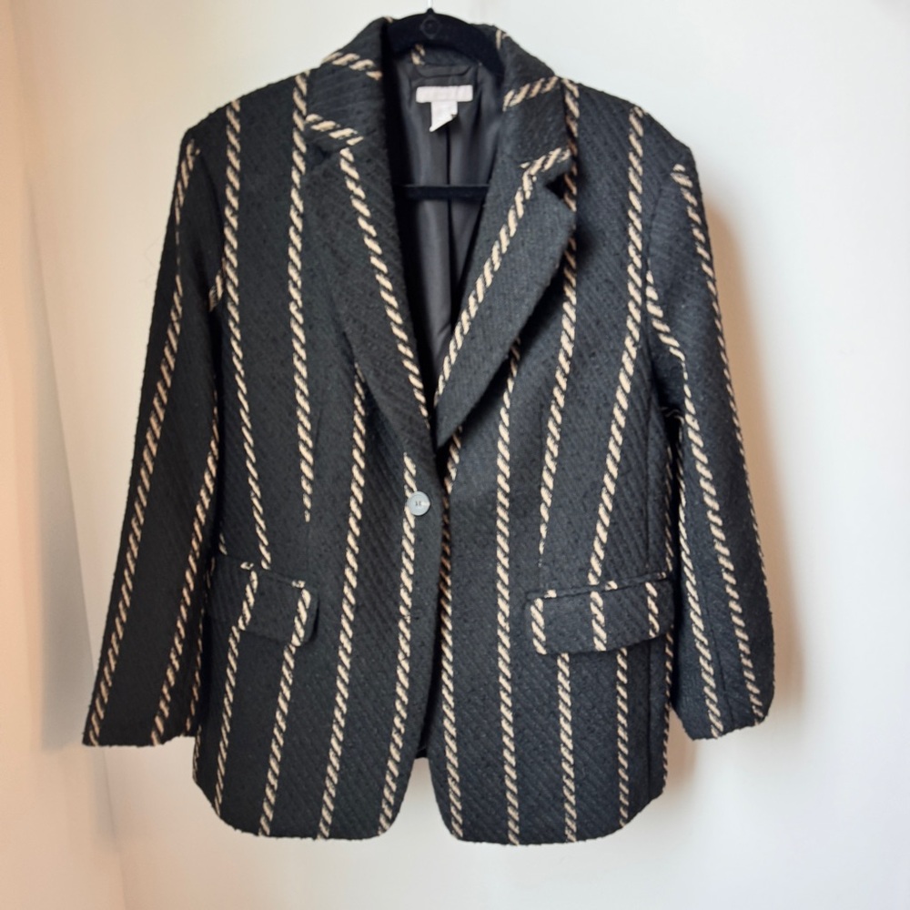 H&M Black and Cream Pinstripe Blazer